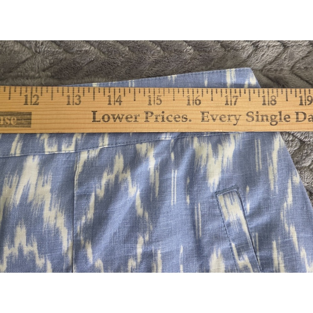 Chicos 100% Linen Blue White Geometric Pant Size 1.5 Vacation Resort 31" Inseam - Picture 5 of 7